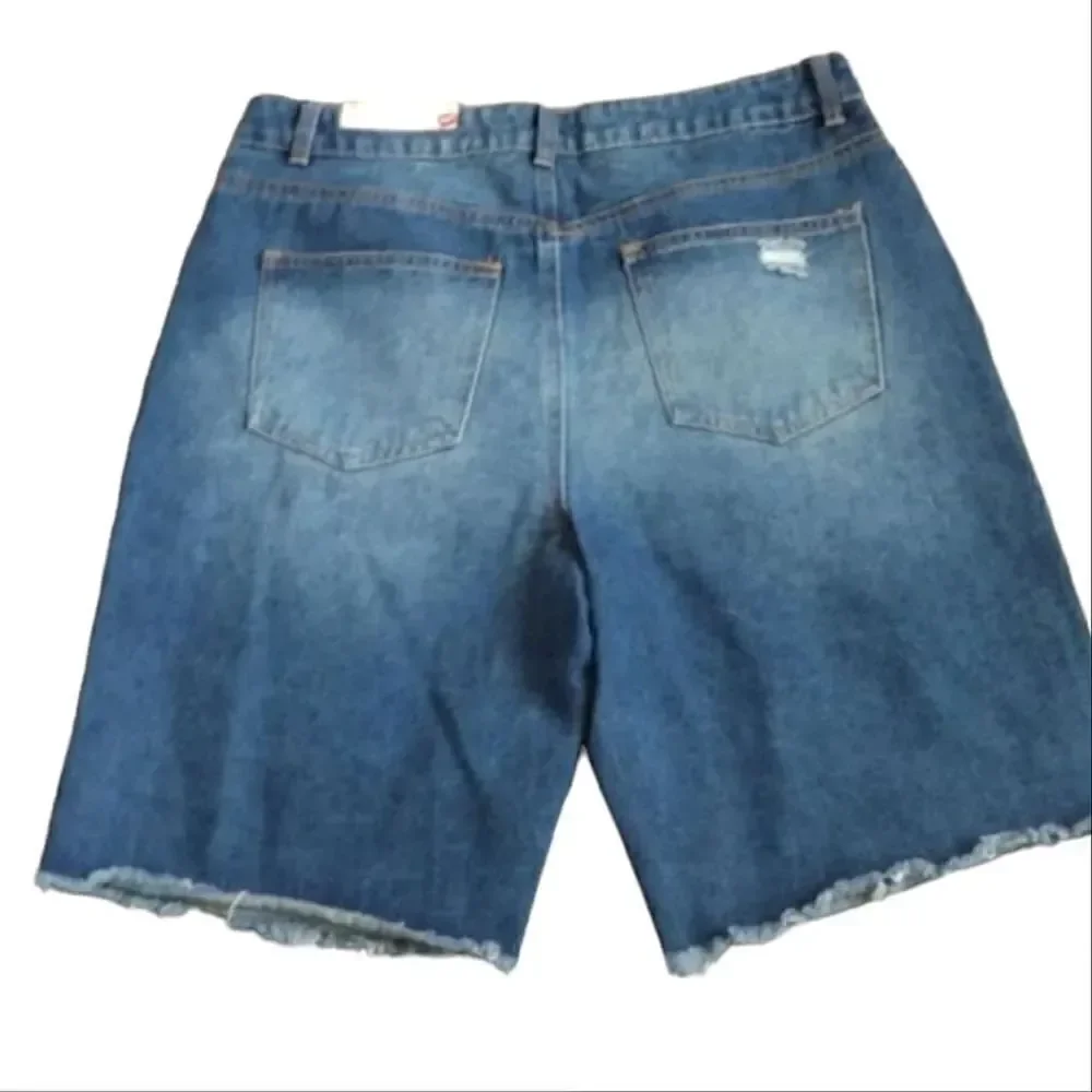 Hot Kiss Highest Rise Ripped  Bermuda Blue Jean‎ Shorts Size 15 NWT